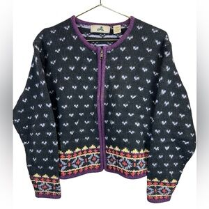 Vintage EMS Eastern Mountain Sports Women's Wool  Zip Up Cardigan Sweater Small